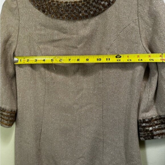 Moschino Vintage Y2K Beaded Gold A Line Mini Dress Metallic Wool Cotton Neutral - Picture 15 of 16